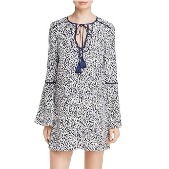 LIKELY Adair Crochet Trim Bell Sleeve Shift Dress in Confetti - Picture 1 of 12